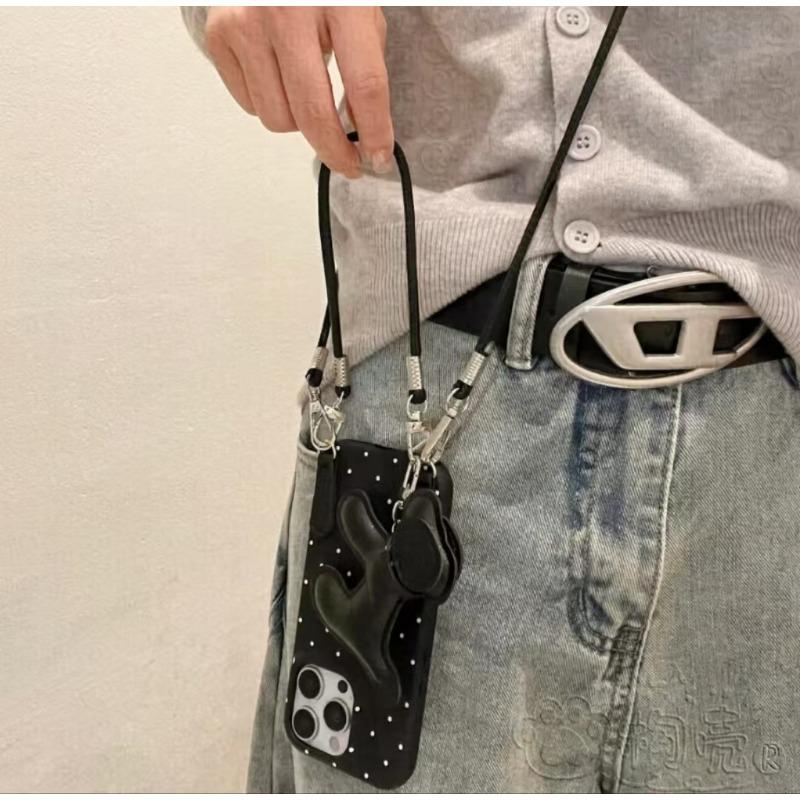 Leather Dog Pendant Crossbody Rope Suitable for Apple 16 Promax Mobile Phone Case IPhone 15 New Model