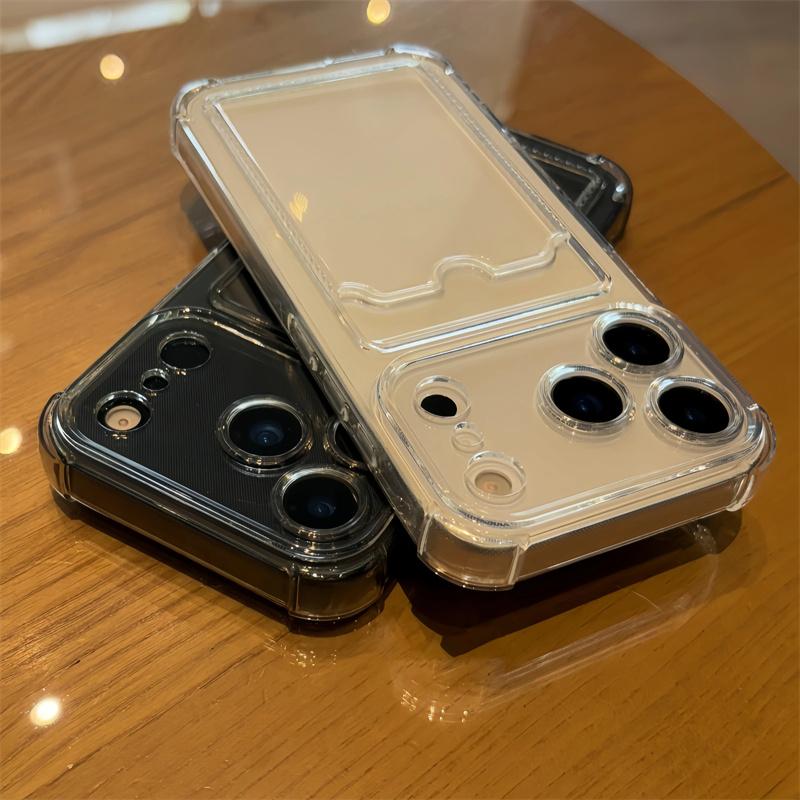 Shockproof Card Slot Holder Pocket Phone Case For iPhone 17 13 12 11 Pro Max 17 Air Clear Cases For iPhone 16 15 14 Plus Cover