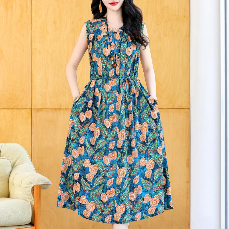 

Women s Plus Size Sleeveless Floral Printed Midi Dress – Casual Summer Dress (XL-5XL) 5XL