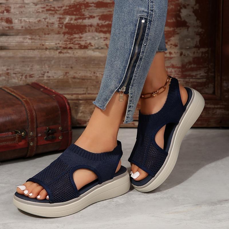 Fashion Large Size Women's Shoes 2024 Summer Comfortable Casual Sports Women's Beach Wedge Sandals Women's Thick-soled Roman Sandals