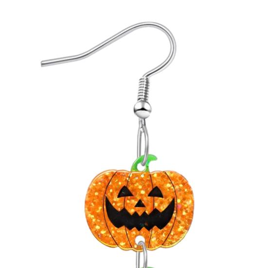 Stylish Acrylic Accessories for Costumes 1 Pair Halloween Earrings Women, Gothic Dangle Earrings, Fashionable Lightweight Women Spooky Bat Pumpkin