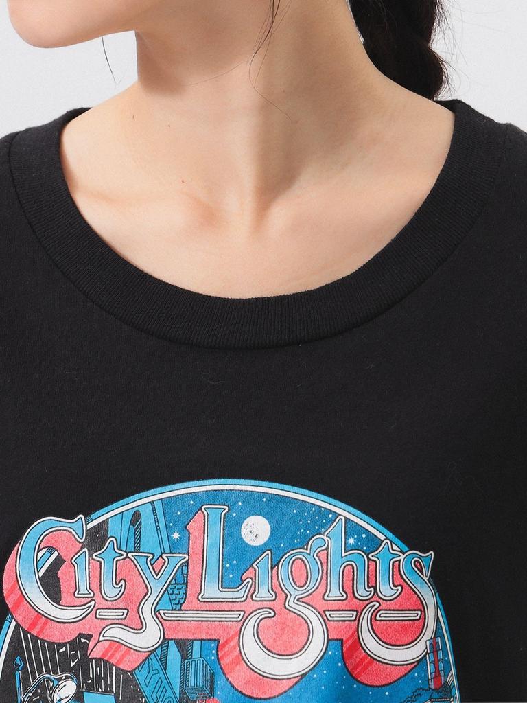 BEAMS BOY S/S TEE [Special Order] City Lights Bookstore Pat Ryan T-Shirt, Women's, Black, Size L