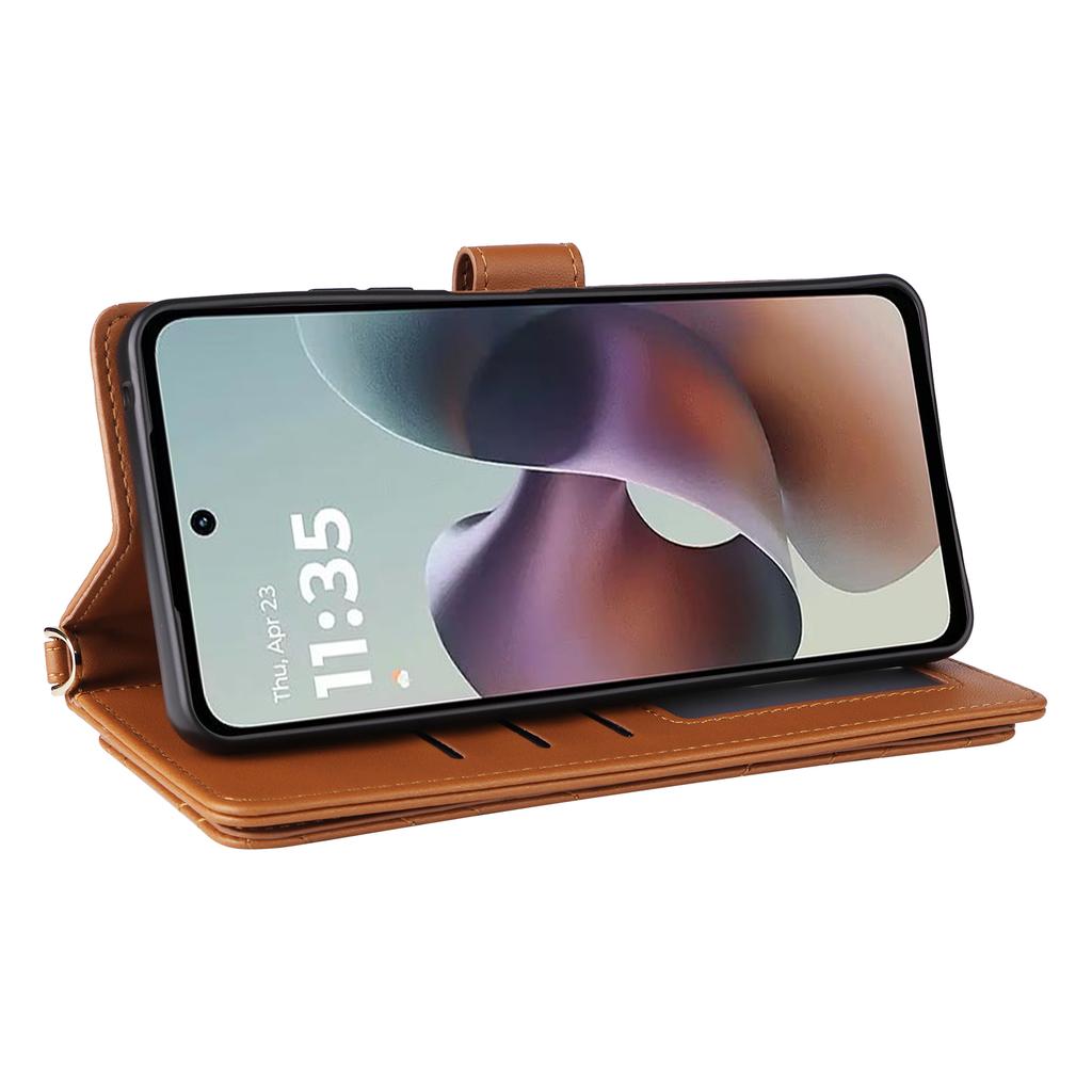 For Motorola Moto G56 5G Case with Shoulder/Wrist Strap Leather Phone Cover Stand Wallet