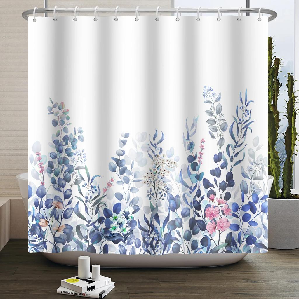 Floral Duschvorhang für Badezimmer Vintage Blume Schmetterling Wasserdichter Stoff Boho Badewanne Badezimmervorhang Mit Haken 180x240