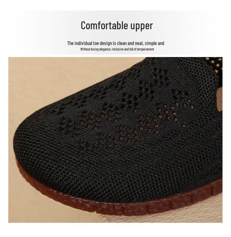 Breathable Soft Sole Mesh Flat Shoes for Middle-Aged and Elderly Women