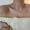 18K Gold Titanium Steel Necklace with White Mother-of-Pearl Pendant - Trendy, Minimalist French Design