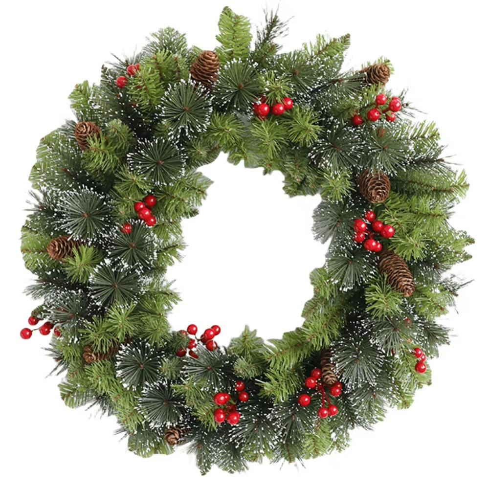 With Pinecone and Berry Xmas Wreath Gifts Christmas Table Decoration  For Door Window Fireplace