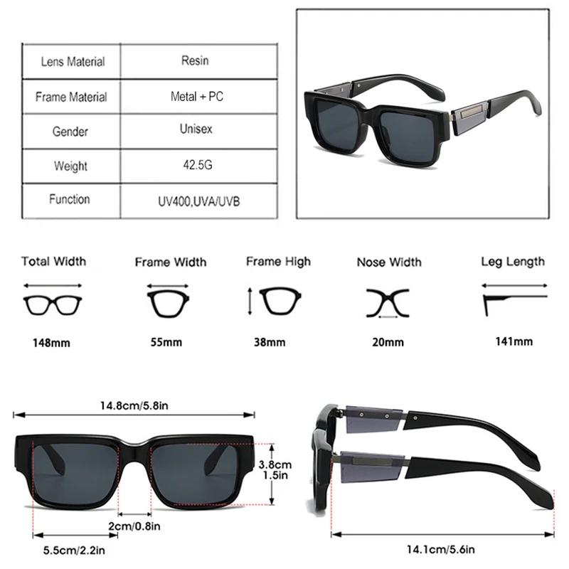  Ins Popular Fashion Square Women Luxury Sunglasses Shades UV400 Retro Men Punk Dark Blue Sun Glasses