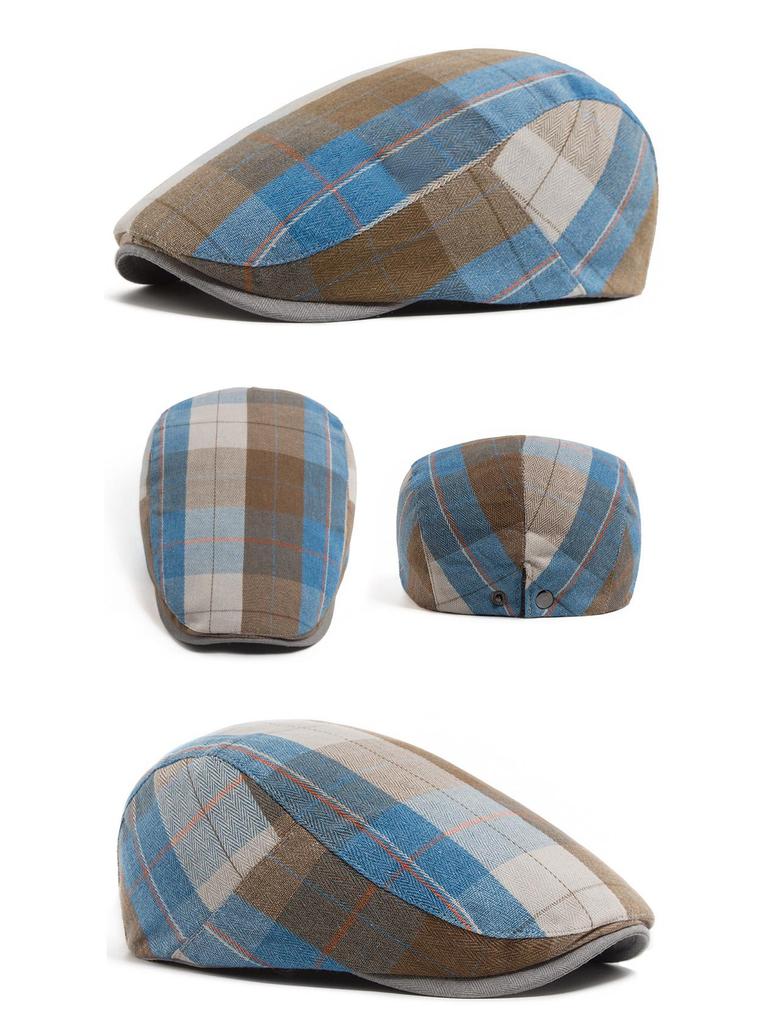 Spring/Summer Plaid Retro Beret Hat - Unisex Casual British Style Flat Cap