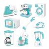 Kids Housework Helper Toy Set Pretend Play Kitchen Appliances with Coffee Maker Vacuum Cleaner & Washing Machine