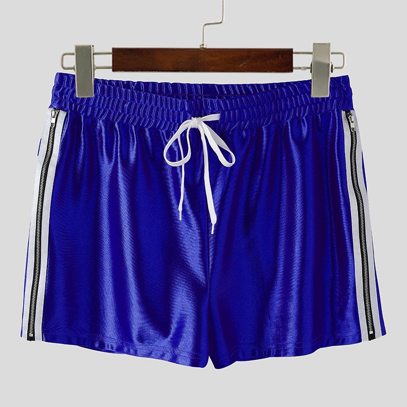INCERUN Men Drawstring Elastic Waist Glitter Striped Home Wear Sport Mini Shorts