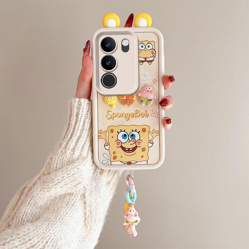 KEYSION Śliczne etui z motywem ucha 3D z kreskówkową grafiką do VIVO V29 5G z bransoletką Miękki silikonowy pokrowiec na telefon odporny na wstrząsy do VIVO V29 5G