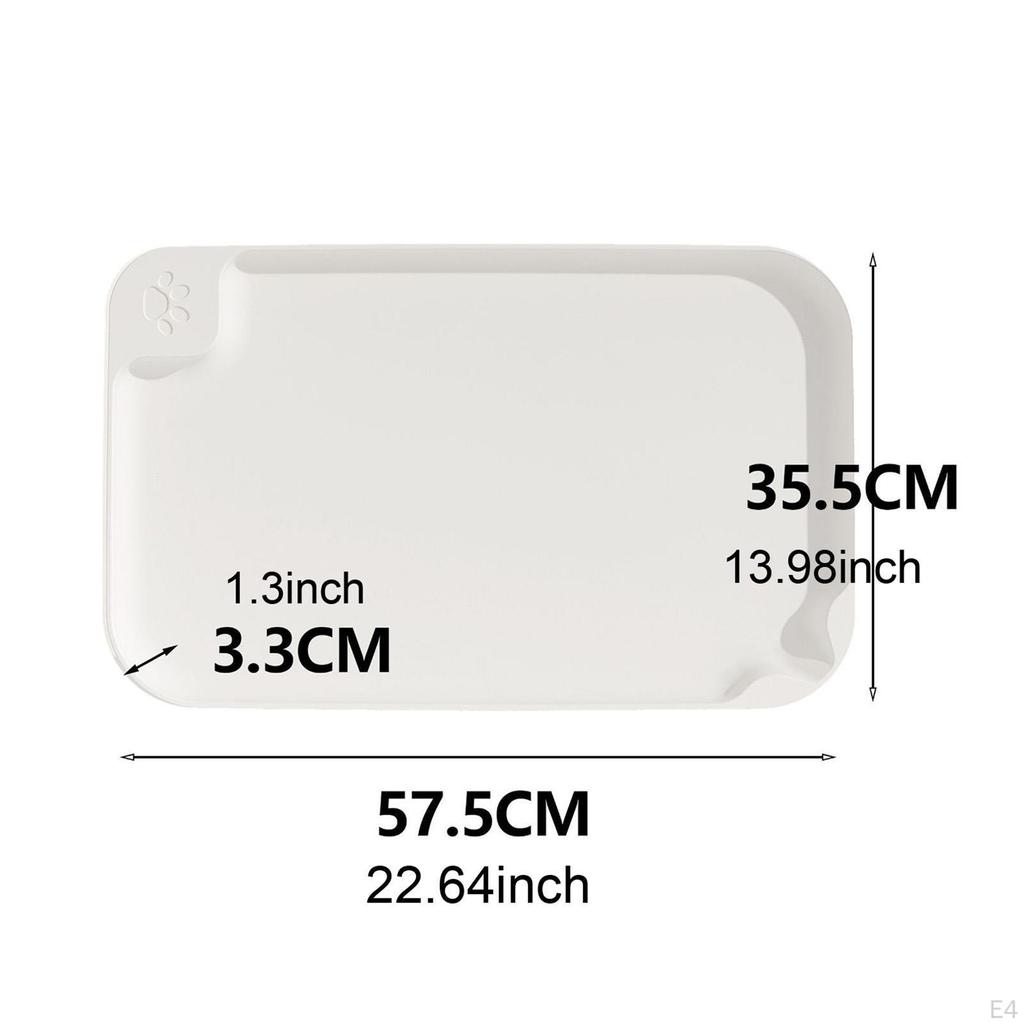 Dog Food Mat Pet Cat Feeding with Raised Edges Water Tray Placemat for