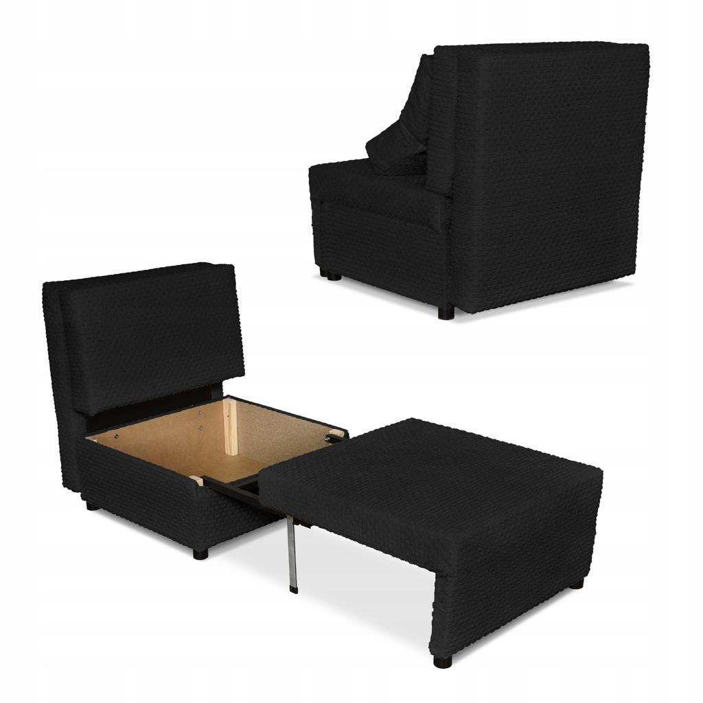Fold-out Armchair Sleeping Function KIMO Bedding Container Family Furniture Black