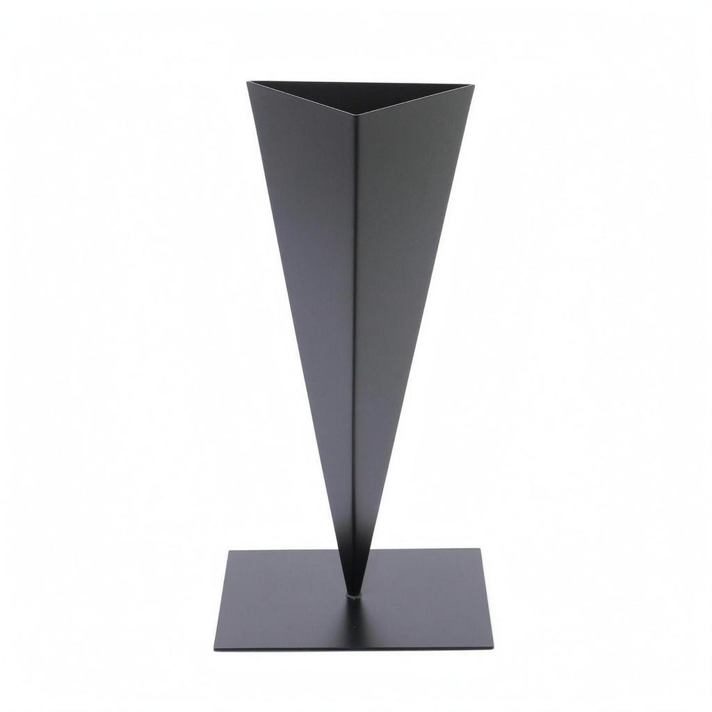 Triangular Iron Vase Tapered Geometric Metal Pitch Home Decor