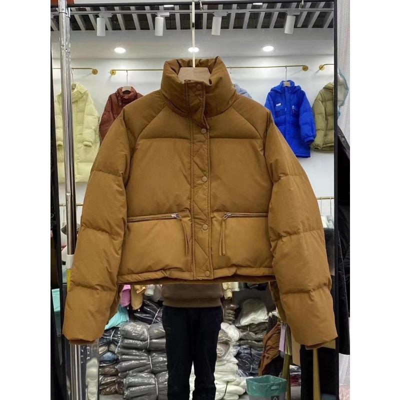 

Off-season New Down-padded Jacket for Women Short Versatile Korean Version Stand-up Collar Thickened Bread Coat Trendy XXL коричневий