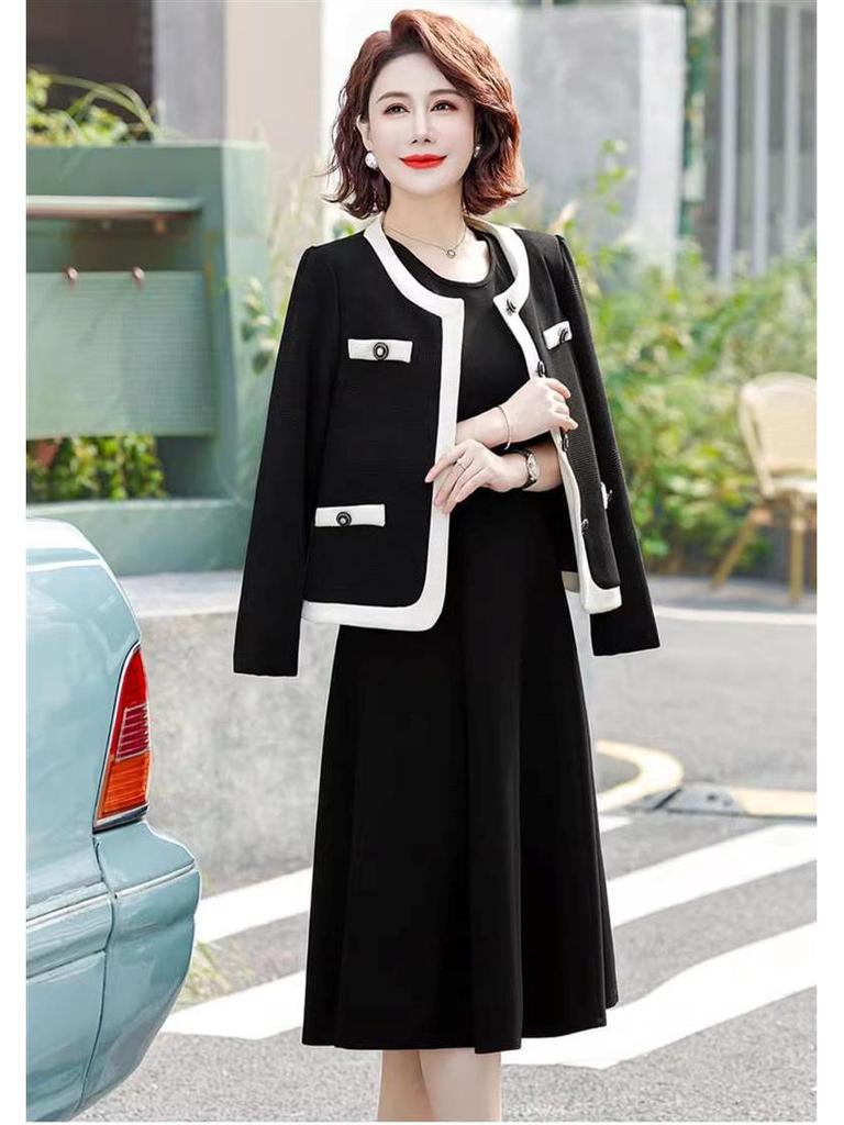 2025 Little Fragrance Style Spring-Autumn Two-Piece Set for Middle-Aged Women