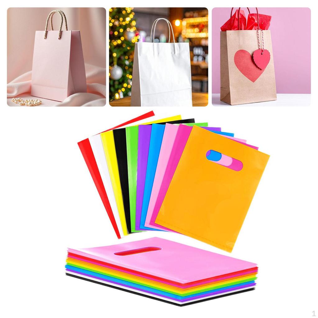 100 Pieces Shopping Bags for Small Business Carrier Lightweight Portable Gifts Garment Handbag T