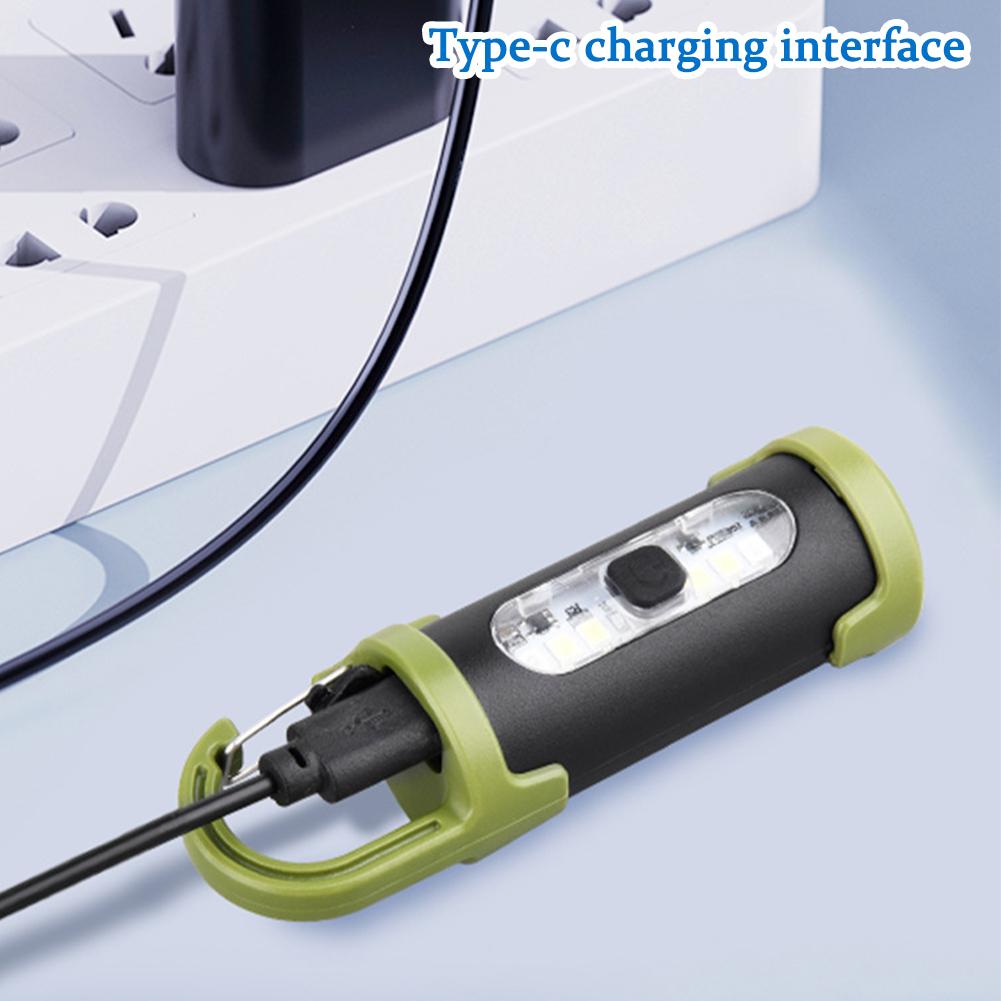 Rechargeable Keychain Flashlights 4 Modes Work Light Flashlight Super Bright Mini Emergency Keychain Light for Walking Hiking
