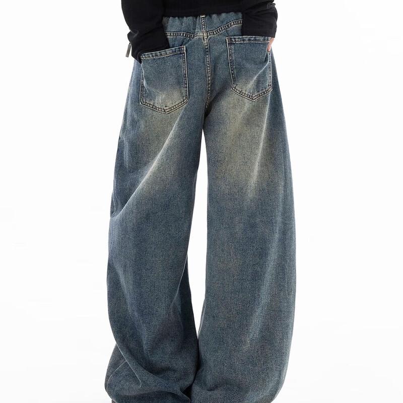 ICH MODE Women's American Retro Loose Straight Leg Jeans