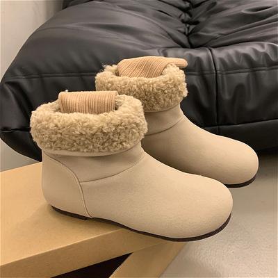Balerini din piele întoarsă pentru femei, cizme de zăpadă până la gleznă, pantofi calduroși din bumbac plușat, tendință 2024, marcă de designer, noi, iarnă, confortabili, casual, la modă, cizme pentru femei