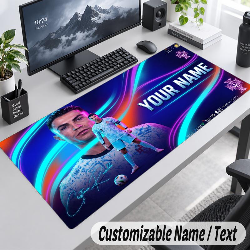 Cristiano Ronaldo Personalized Large Mouse Pad Custom Name Text Extended Desk Mat Gaming Mousepad