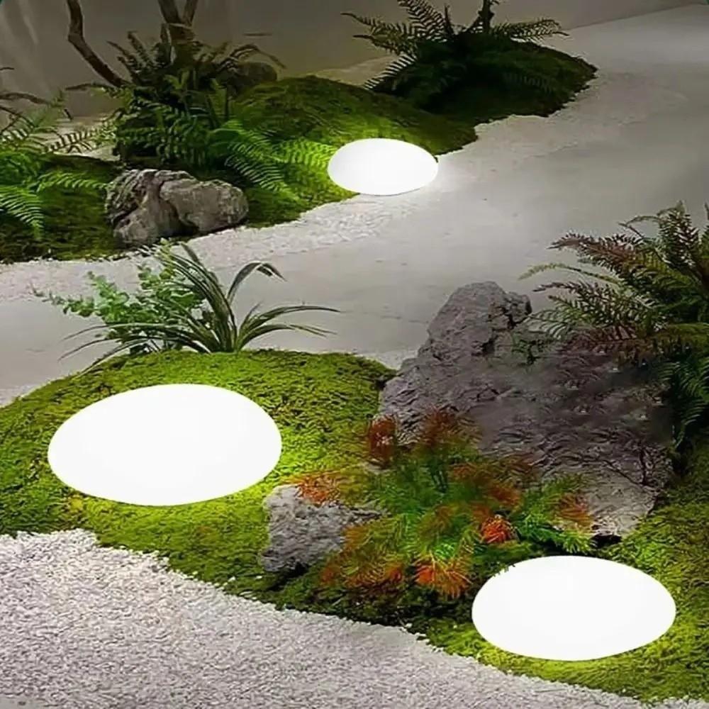 Solar Powered Solar Stone Light LED Solar Powered Rock Light Frosted Glass Ground Lamp Pathway