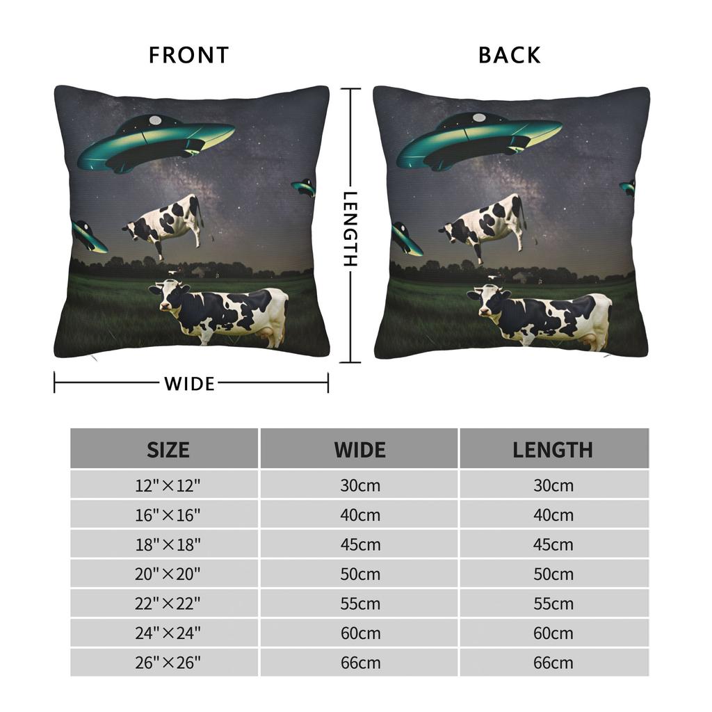 Pillow Case Retro UFO Kidnapped Cow Soft Pillow Cover Retro Trendy Cushion Cover Graphic Pillowcases For Sofa Home Decorative