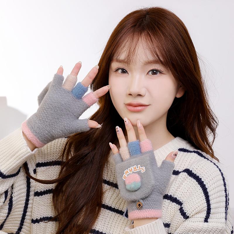 Winter Thermo-Handschuhe Damen süße Studenten Fünf-Finger-Handschuhe Winter Kälteabweisend Split-Finger-Handschuhe