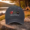 Christmas Pet Paw Print Baseball Cap Adjustable Cotton Washed Outdoor Golf Casual Hat