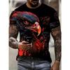 Summer Men's Casual Short Sleeved T-shirt Personality Cool Eagle Pattern 3D Printing Fashionable Comfortable Breathable Loose Sports Versatile T-shirt