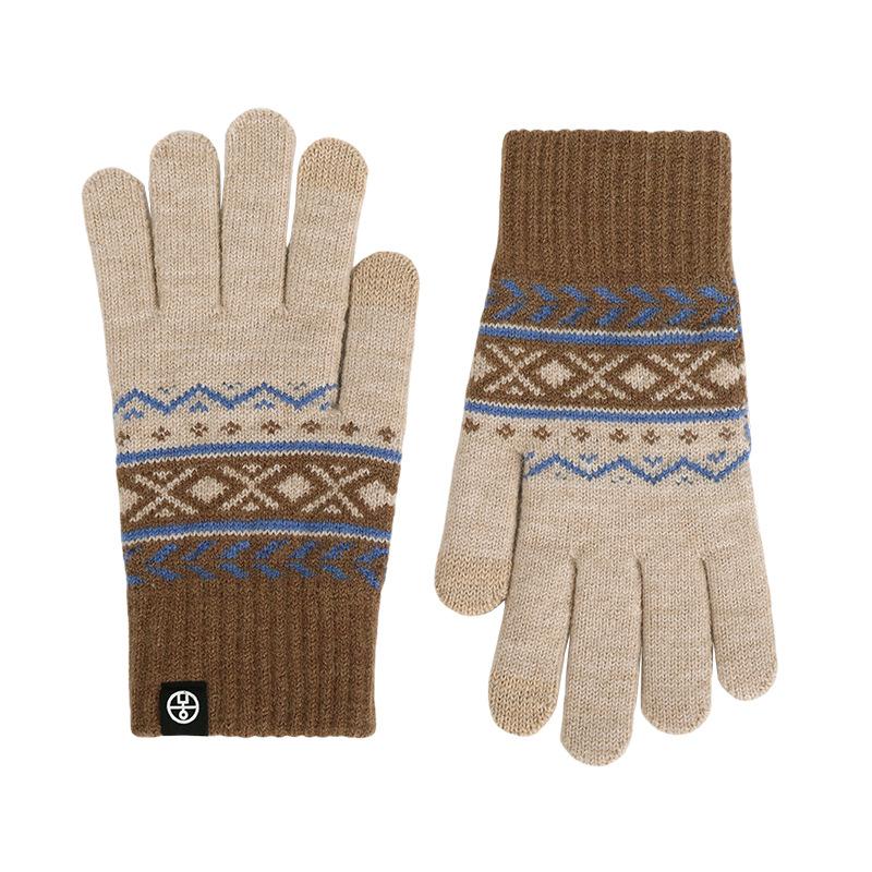 Winter Knitted Thermal Gloves Men's Fleece Thickened Gloves Women's Outdoor Cold and Windproof Cycling Gloves Men