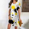 Fashion 3D Print Summer Dress Loose Casual Short Sleeve O-Neck Mini Dress