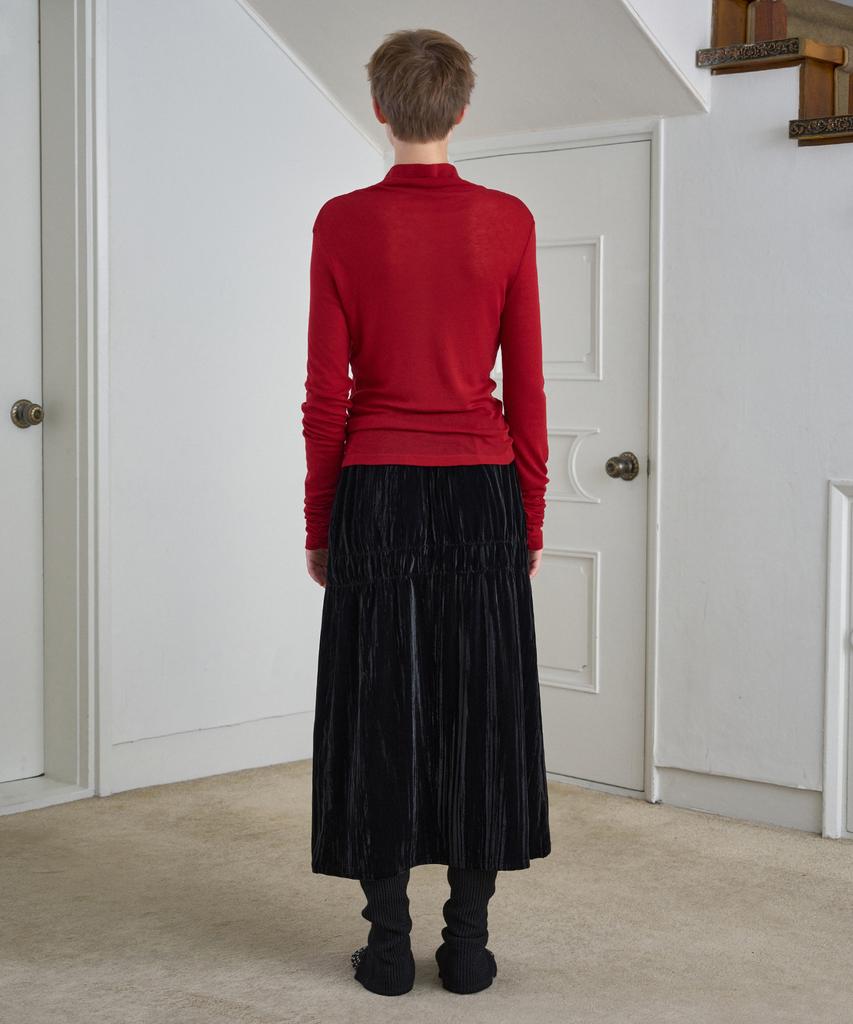 Simeteuligpeosenteu Velor Shirring Skirt / Black