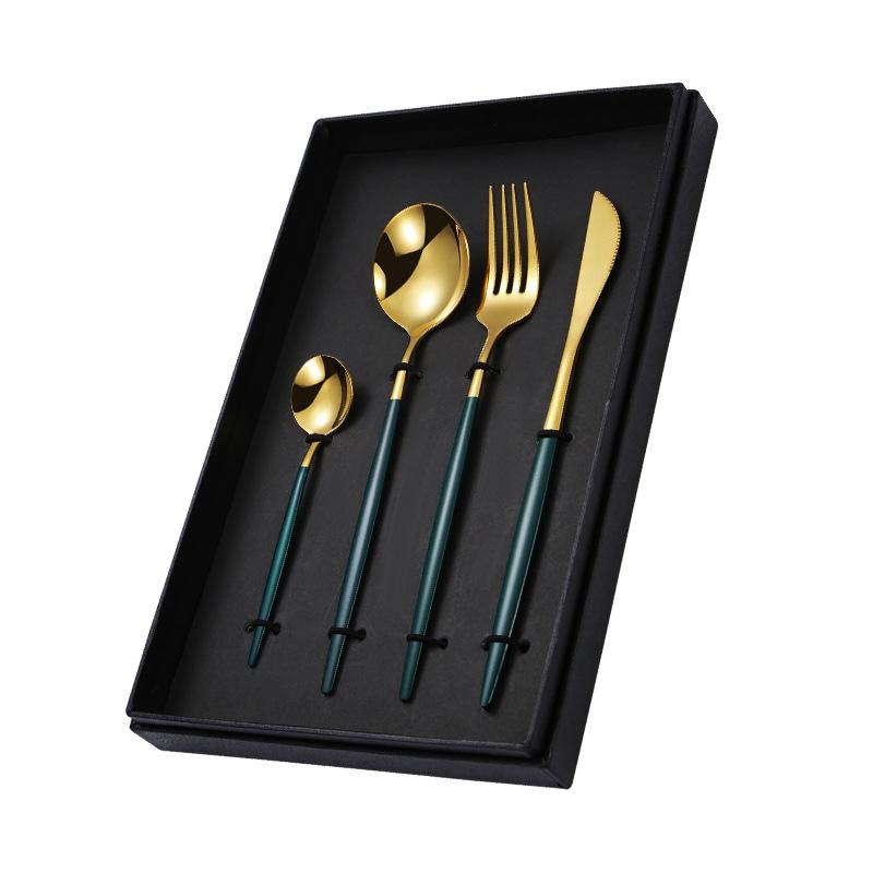 

Набор из ножей и ложек из нержавеющей стали, вилка и ложка, гладкая интегрированная формовка, цельная посуда, подарок для дома, полный комплект