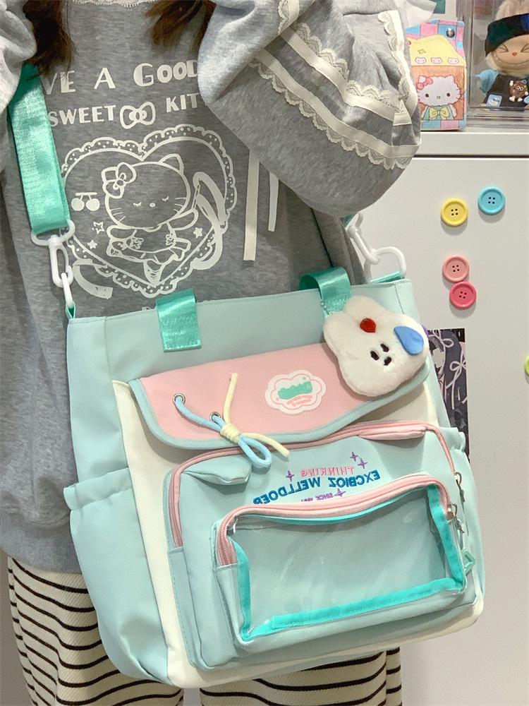 School bag high value contrasting colors cute cat fresh girl tote bag make-up bag