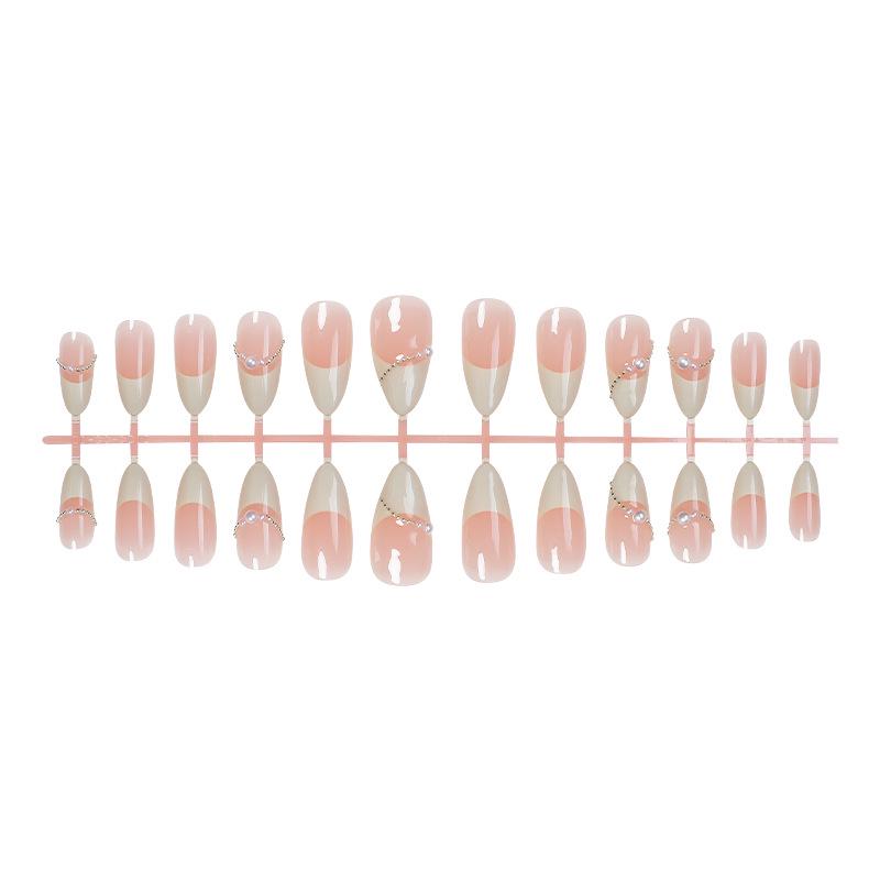 

Миндалевидные средней длины накладные французские типсы - набор из 24 штук