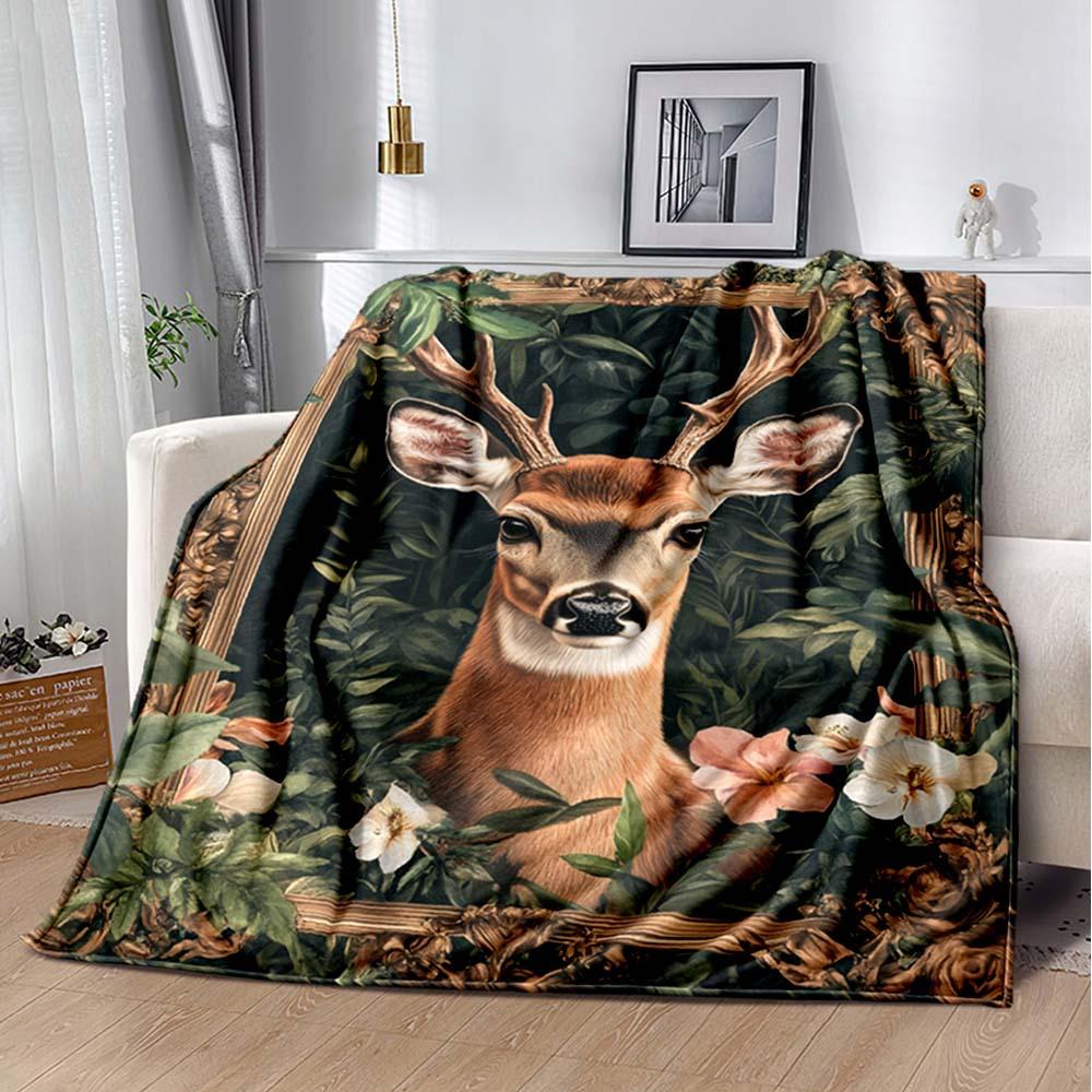 Deer Blanket Household Multipurpose Blanket Used For Chair Sofa Bed Soft And Warm Giving Friends And Relatives Birthday Graduation Gift