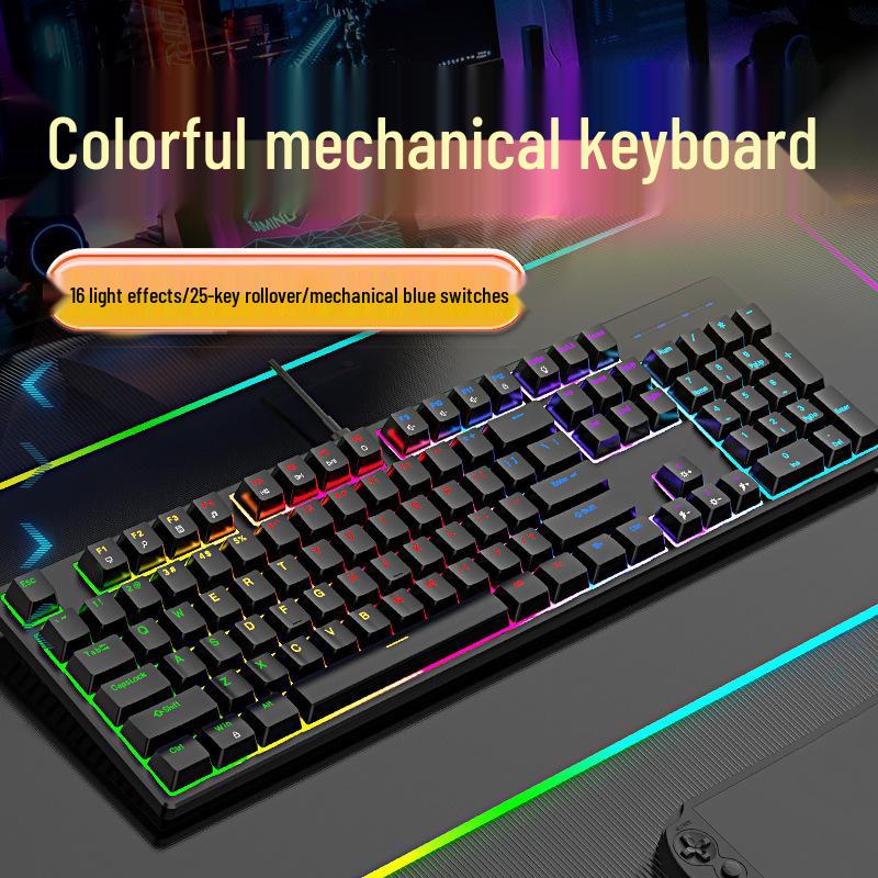 Wired RGB Mechanical Keyboard with Blue Switches, 104 Keys - Perfect for Gaming & Office Use