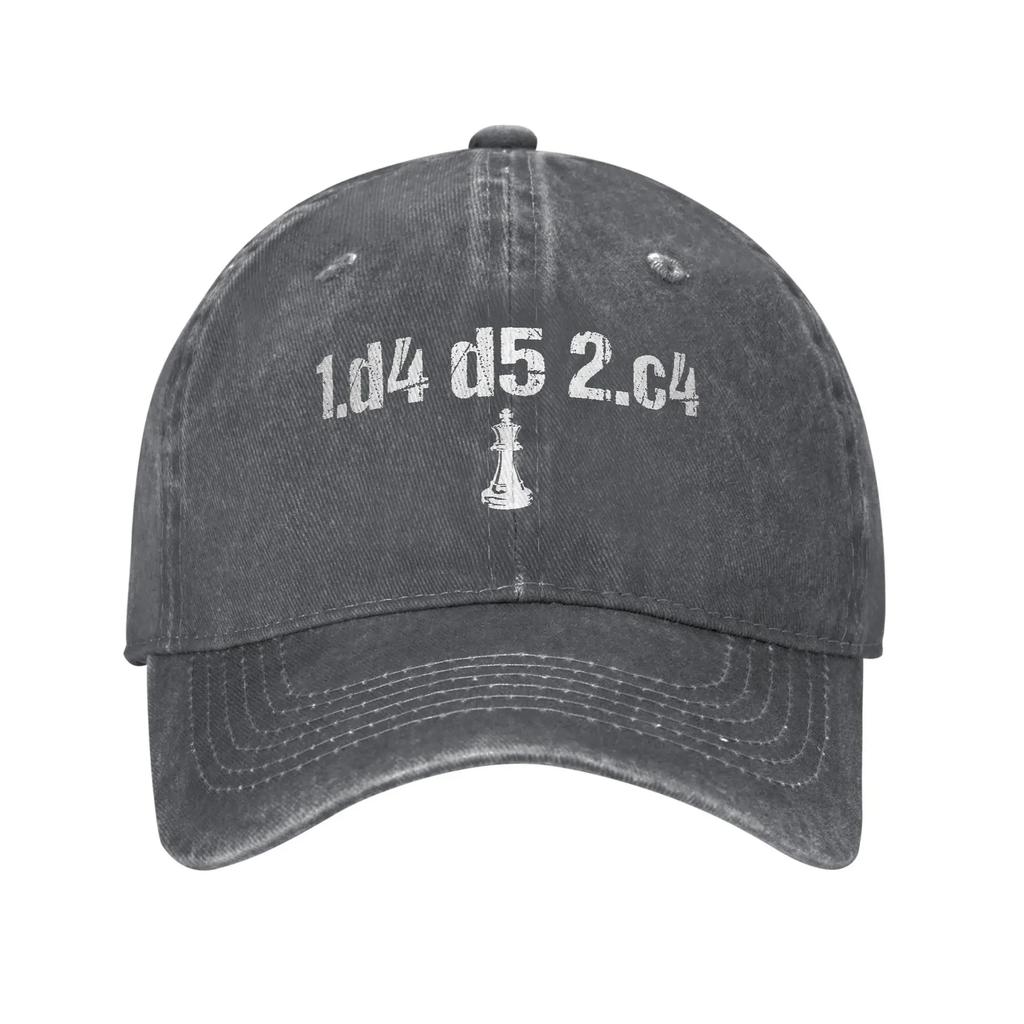 Chess Queen's Gambit Dame Baseball Cap Distressed Denim D4 D5 C4 Ouverture Snapback Hat Unisex Women Outdoor Unstructured Soft Hat