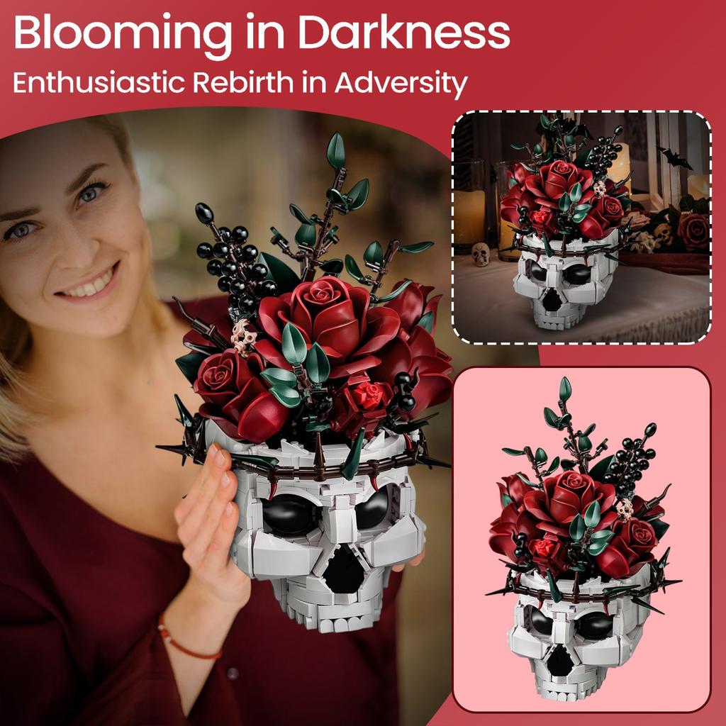 Flower Pot Gothic Flower Pot Building Set Halloween Decoration Suitable For Home Desktop