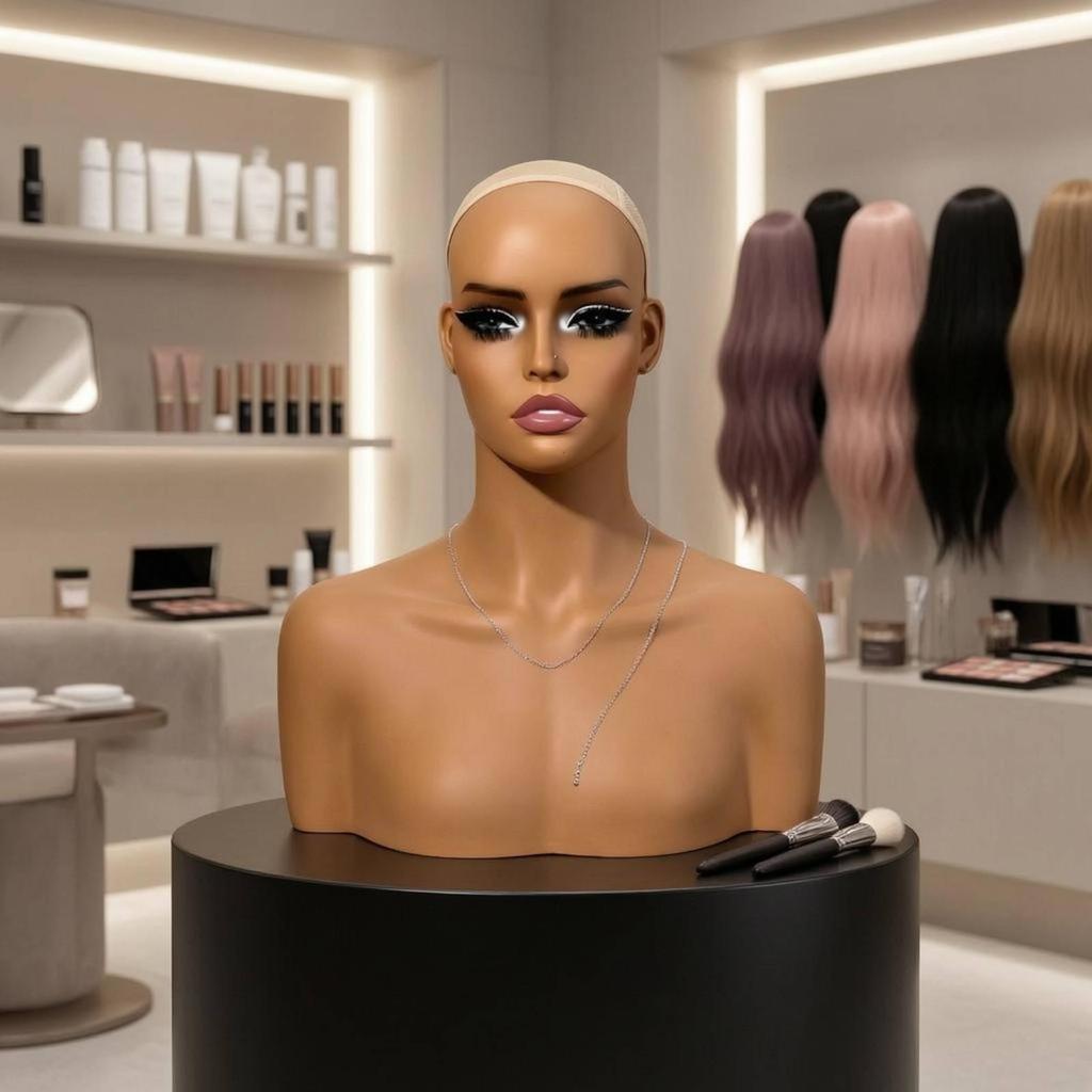Mannequin Head with Shoulders Toned Hairpiece display Bust Smooth