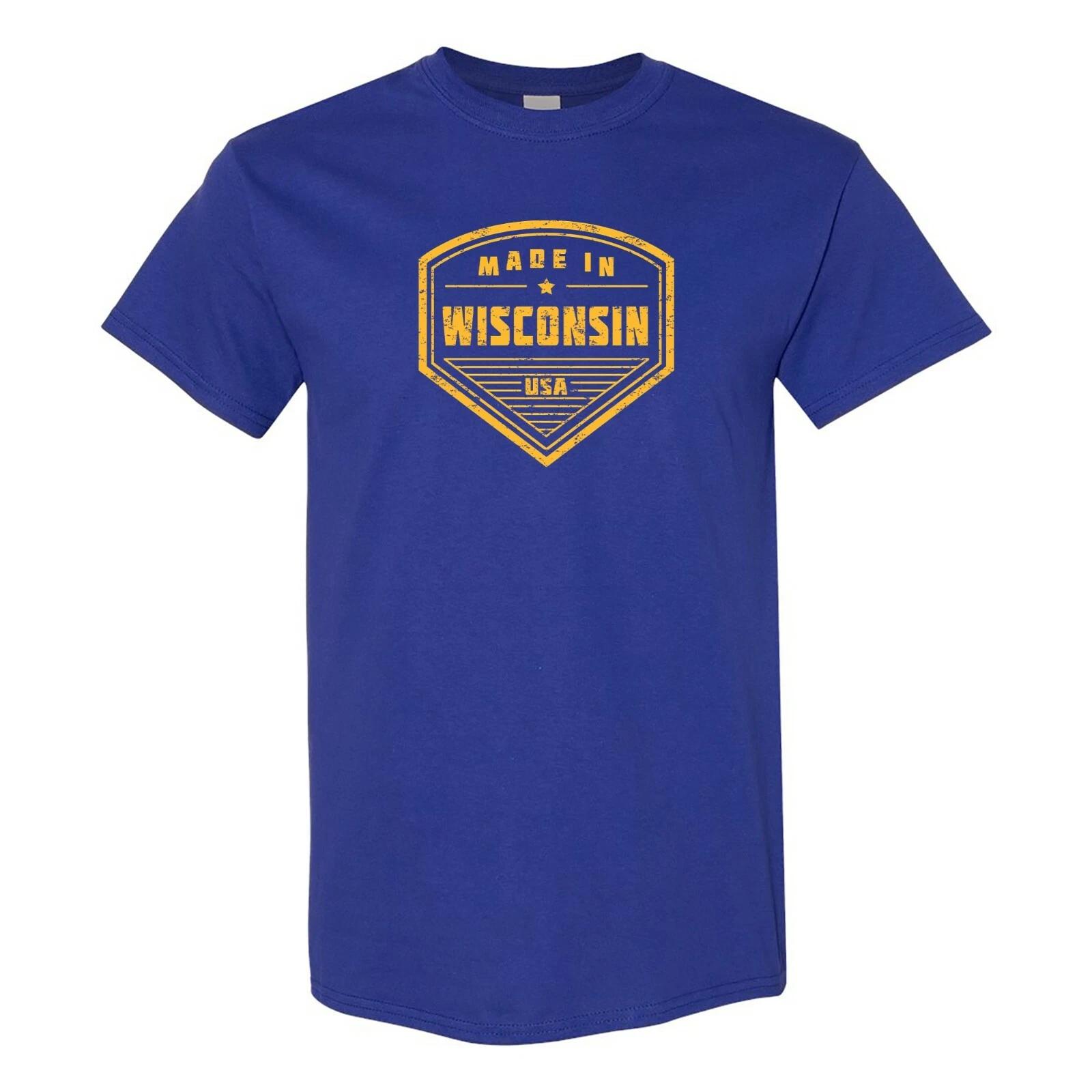Made in Wisconsin Badge - Hometown Pride State T-Shirt - Cobalt S