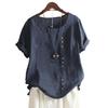 Women's Summer Round Neck Short Sleeve T-shirt Casual Cotton Linen Graphic Shirt Leisure Fashion Loose Blouse Tops Plus Size