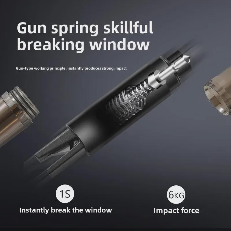 Kompaktní bezpečnostní nástroj do auta: Rozbíječ oken a řezačka bezpečnostních pásů