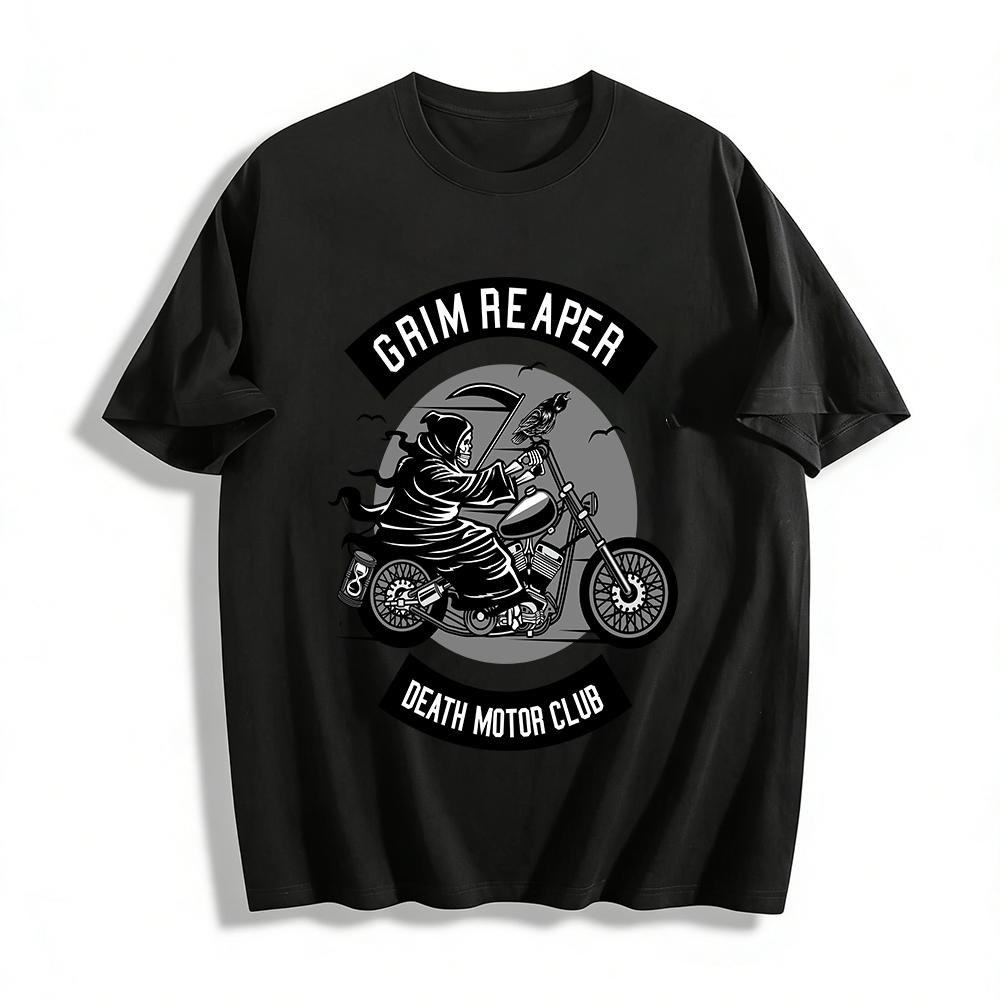 Grim Reaper Death Motor Club Skull Rider Graphic Tee Pure cotton T-shirt XXS