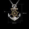 Retro Anchor Necklace Mens Trendy European and American Street Personality Compass Rudder Pendant Hip Hop