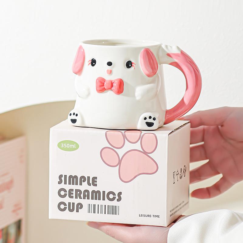 Cute Cartoon Puppy Ceramic Cup Mug Milk Cup High Temperature Resistance Household Cup Water Cup Couple Cup Gift for Girls