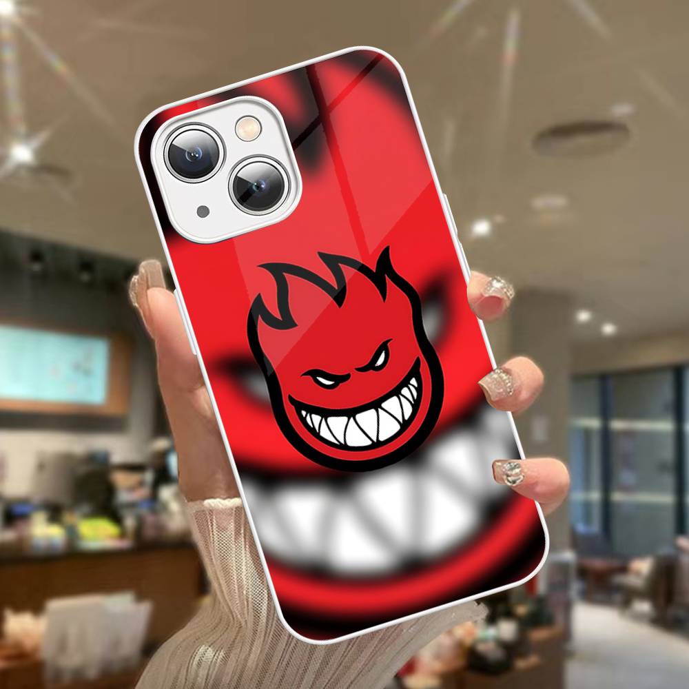 Fashion S-Spitfire Skateboard For IPhone 14 13 12 Mini 11 Pro XS Max X XR 14 Plus Tempered Glass Cover