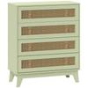 Ladekast 4 lades opbergkast rotan riet lichte houtlook 80 x 35 x 95 cm groen
